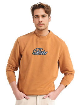 Rare Rabbit - Frejus Dusky Orange Embroidered Sweatshirt