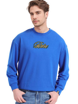 Rare Rabbit - Frejus Blue Embroidered Sweatshirt