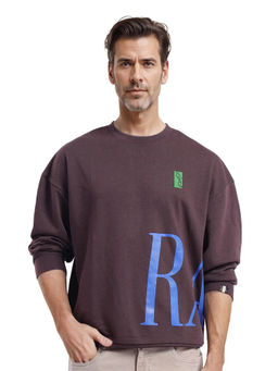 Rare Rabbit - Kacey Mauve Graphic Oversized Fit Sweatshirt