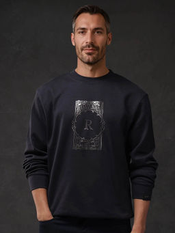 Rare Rabbit - Kav Navy Blue Graphic Sweatshirt