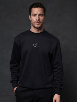 Rare Rabbit - Lars Black Embroidered Sweatshirt