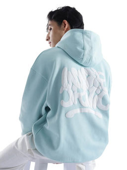 Rare Rabbit - Laurl Light Blue Typography Hoodie