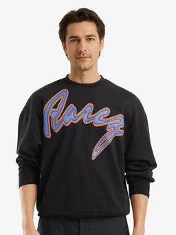 Rare Rabbit - Mabel Black Printed Oversized Fit Sweatshirt