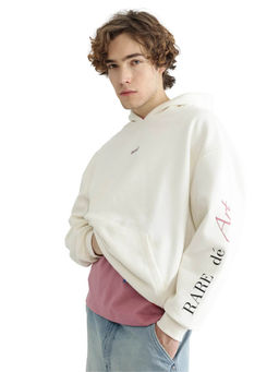 Rare Rabbit - Maner Off White Graphic Hoodie