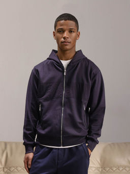 Rare Rabbit - Monct Navy Blue Cut and Sew Hoodie