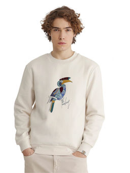 Rare Rabbit - Nantes Off White Graphic Sweatshirt