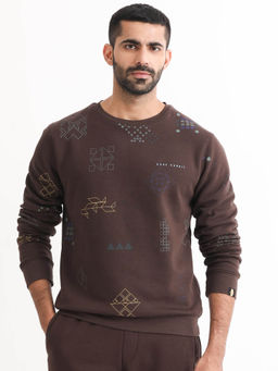 Rare Rabbit - Oli Brown Graphic Relaxed Fit Sweatshirt