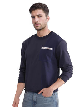 Rare Rabbit - Otese Navy Blue Cut and Sew Sweatshirt