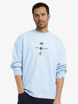 Rare Rabbit - Remor Light Blue Graphic Sweatshirt