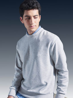Rare Rabbit - Renzi Melange Grey Plain Sweatshirt