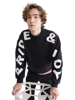 Rare Rabbit - Ricot Black Typography Sweatshirt