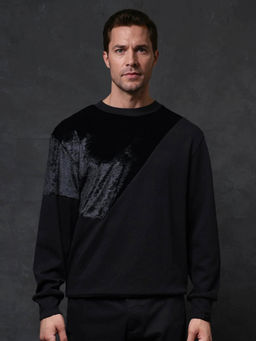 Rare Rabbit - Roe Black Cut and Sew Sweatshirt