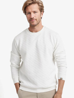 Rare Rabbit - Sheild Off White Textured Sweatshirt