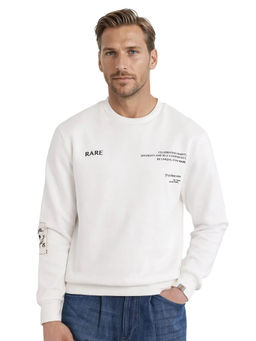 Rare Rabbit - Spade White Typography Sweatshirt