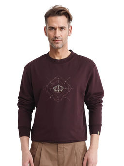 Rare Rabbit - Tarol Maroon Graphic Sweatshirt