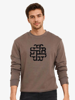 Rare Rabbit - Toxon Dusky Beige Graphic Sweatshirt