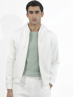 Rare Rabbit - Trood Off White Plain Hoodie