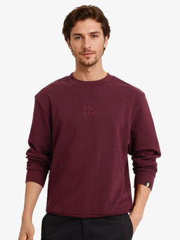 Rare Rabbit - Wares Maroon Embroidered Sweatshirt