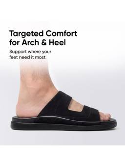 Frido - Men Comfort Dual Strap Sandals With Velcro - Black