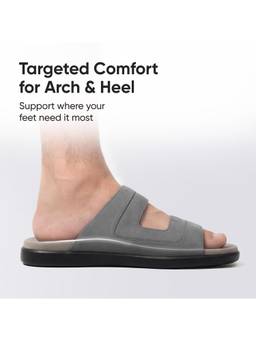 Frido - Men Comfort Dual Strap Sandals With Velcro - Grey