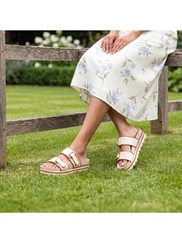 Frido - Women Arch Support Sandals With Velcro - Cream