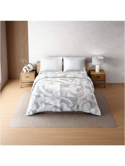 SPACES - Zera Hygro Cotton 233 TC Percale Geometric Premium Double Quilt - Grey