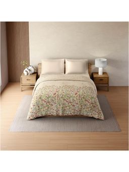 SPACES - Zera Hygro Cotton 233 TC Percale Floral Print Premium Double Quilt - Beige