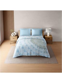SPACES - Zera Hygro Cotton 233 TC Percale Graphic Premium Double Quilt - Blue