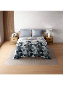 SPACES - Zera Hygro Cotton 233 TC Percale Geometric Premium Double Quilt - Grey