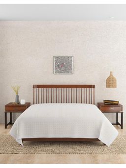 Fabindia - White Noor Embroidered Cotton Blend Bed Cover