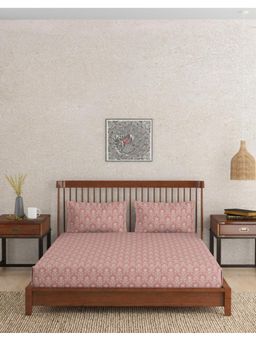 Fabindia - Pink Roshni Printed Cotton Double Bed Sheet with 2 Pillow Covers