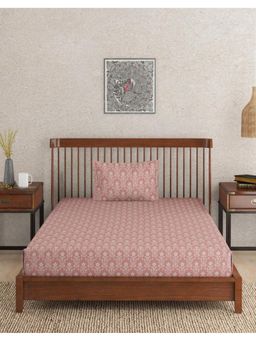 Fabindia - Pink Roshni Printed Cotton Single Bed Sheet with Pillow Cover