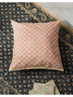 Fabindia - Pink Kumud Printed Cotton Decorative Cushion Cover (16x16 Inches)