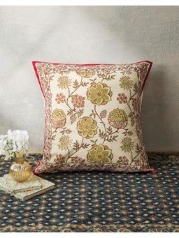 Fabindia - Pink Kumud Printed Cotton Decorative Cushion Cover (20x20 inches)