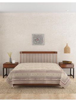 Fabindia - Off White Mihika Printed Cotton Bed Cover