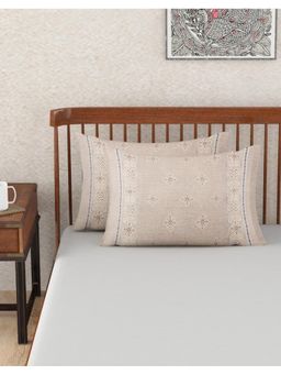 Fabindia - Off White Mihika Printed Cotton Pillow Covers (Pack of 2)