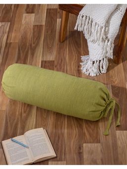 Fabindia - Green Woven Cotton Bolster Cover