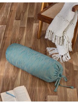Fabindia - Teal Woven Cotton Bolster Cover