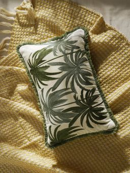 Pure Home + Living - Green Palm Embroidered Decorative Cushion Cover