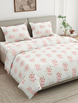 Haus & Kinder - 100% Combed Cotton 186 TC King Flat Bedsheet with 2 Pillow Covers