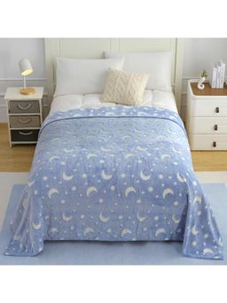 Story@Home - 300 GSM Kids Single Blanket - Moon & Stars Sky Blue
