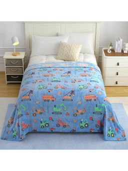 Story@Home - 300 GSM Kids Single Blanket - Construction Light Blue