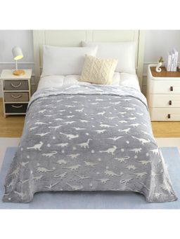 Story@Home - 300 GSM Kids Single Blanket - Dinosaur Grey