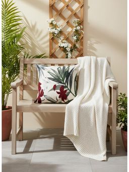 Izaafa - Elegant Maroon & Green Botanical Throw Decorative Cushion Cover (18x18 Inches)