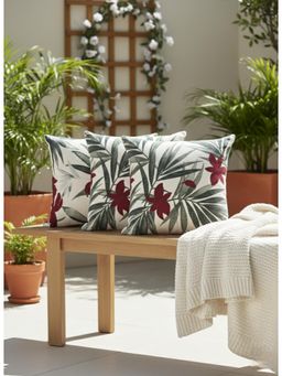 Izaafa - Elegant Maroon & Green Botanical Throw Decorative Cushion Covers (18x18 Inches) (Pack of 3)