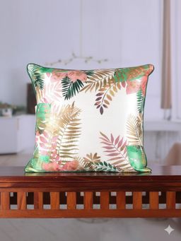 Izaafa - Luxe Metallic Tropical Decorative Cushion Cover (18x18 Inches)