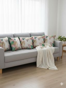 Izaafa - Luxe Metallic Tropical Decorative Cushion Covers (18x18 Inches) (Pack of 5)