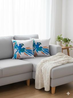 Izaafa - Vibrant Watercolor Parrot Decorative Cushion Covers (18x18 Inches) (Pack of 2)