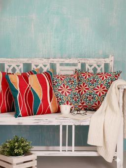 Izaafa - Vibrant Jewel-Tone Decorative Throw Decorative Cushion Covers (18x18 Inches) (Pack of 4)