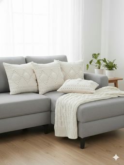 Izaafa - Bohemian Tufted Cotton Throw Decorative Cushion Covers (18x18 Inches) (Pack of 4)